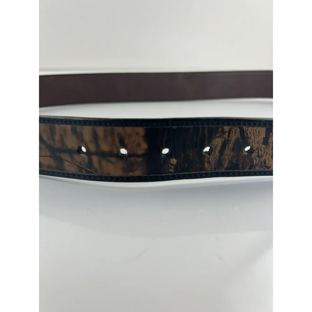 Mossy Oak Camouflage Brown 1705 Camo Genuine Leather Men’s Sz 38 Reversible Belt
